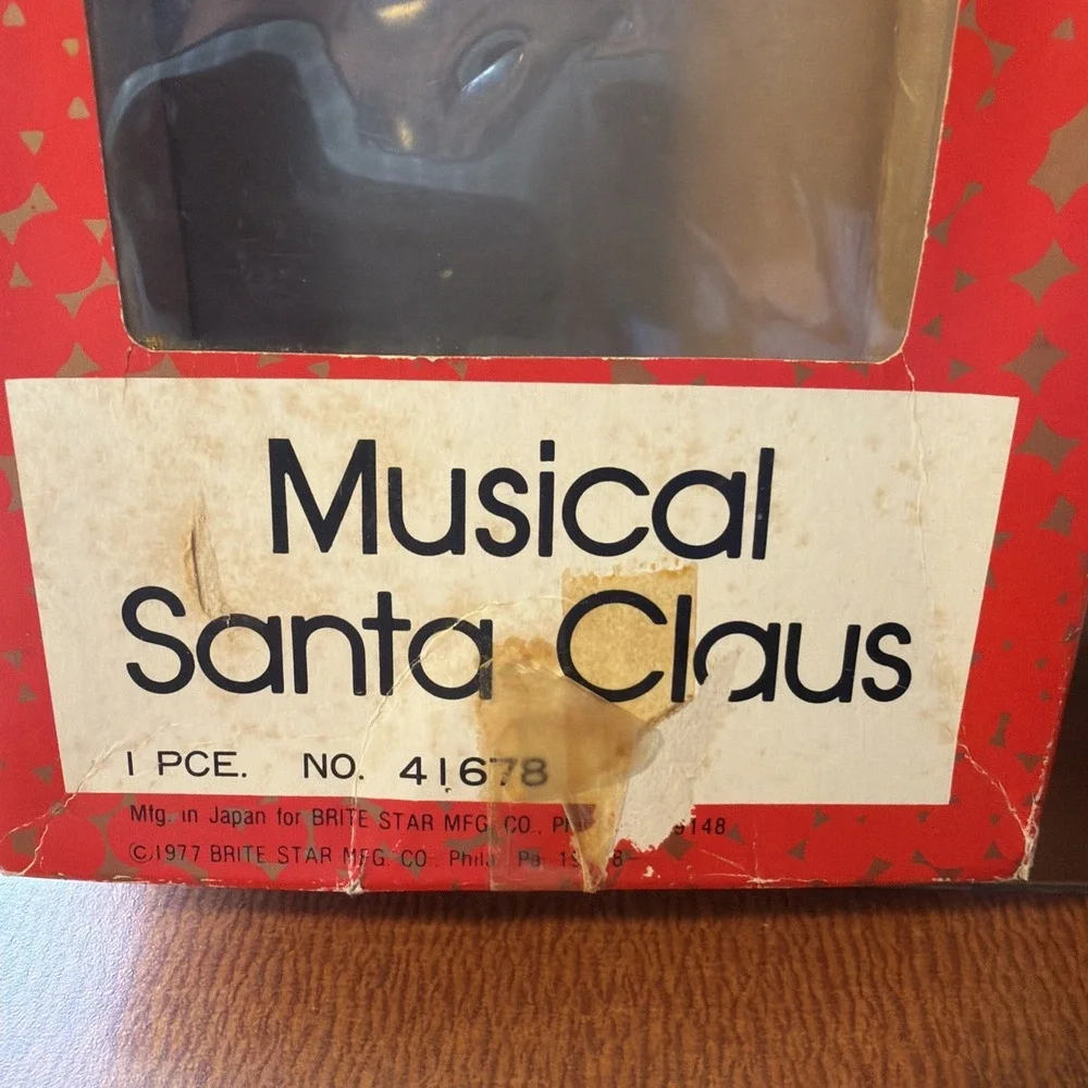 Vtg Brite Star Musical Santa With Original Box Music‎ Works!